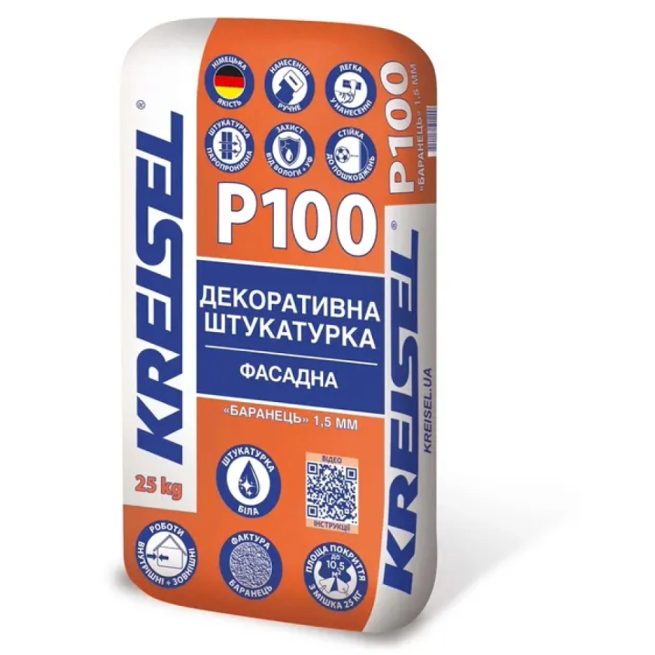 Штукатурка камінна Баранець 1,5мм Kreisel (Крайзель) Р 100 (25 кг) біла