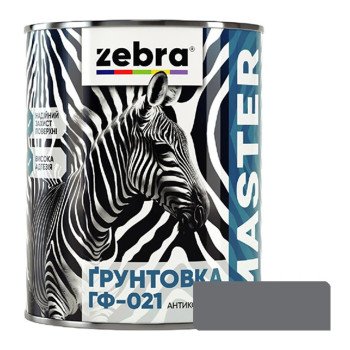 Грунт ГФ-021 антикорозійний ZEBRA MASTER М17 сірий (0,8кг)