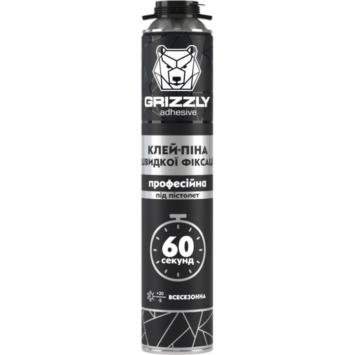 Клей-піна швидкої фіксації 60 секунд GRIZZLY (900мл)