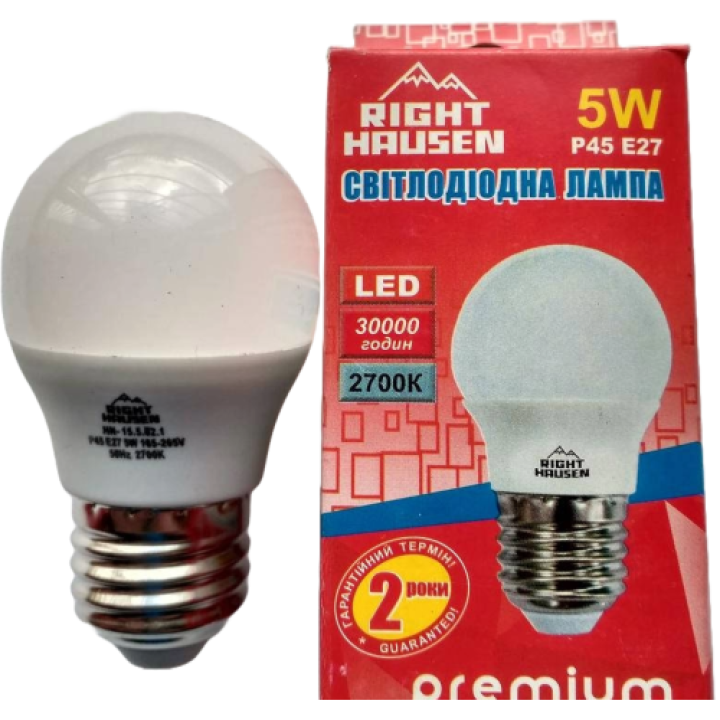 Лампа Right hausen LED G45 Standard ШАР 5W E27 2700K HN-155021