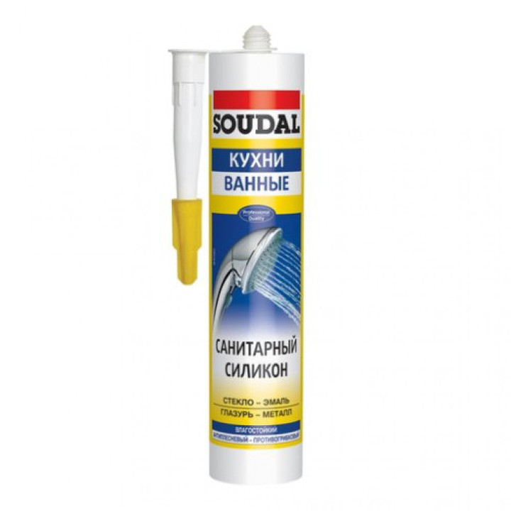 Герметик силиконовый санитарный белый SOUDAL 280мл.