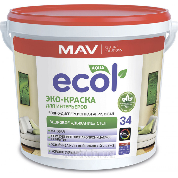 MAV ECOL 34 еко-фарба для інтер'єрів 5 л (7 кг)