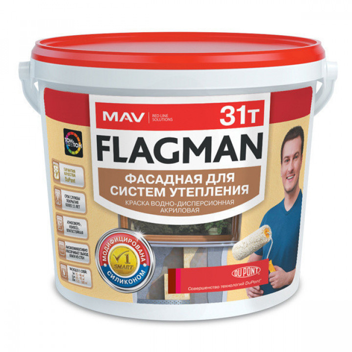 MAV FLAGMAN 31т краска фасадная силиконовая 5л (7 кг)