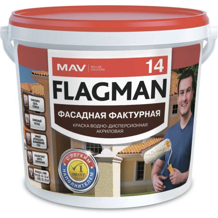 MAV FLAGMAN 14 краска фасадная фактурная 11л (14,0 кг)