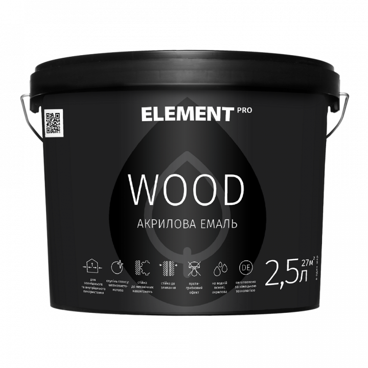 Element PRO WOOD Емаль для дерев'яних виробів акрилова (2,5 л)