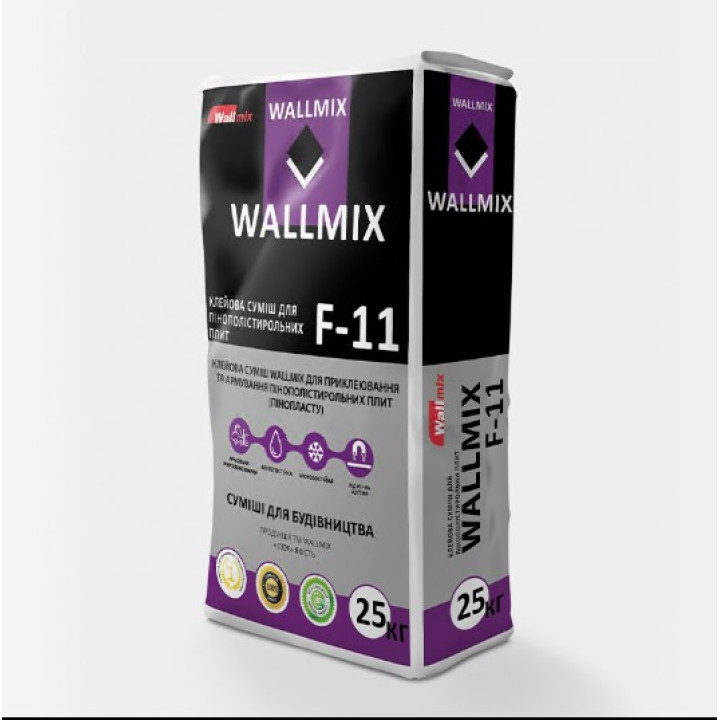 Клей для приклеювання і армування пінополістирольних плит Wallmix F-11 ЗИМА  (25кг.)