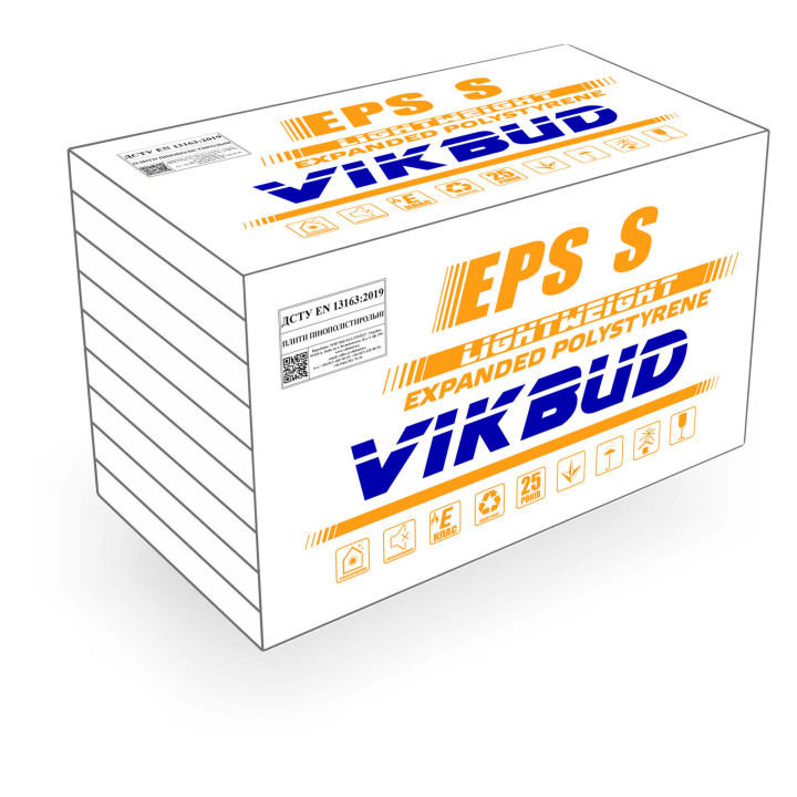 Пінопласт VIKBUD EPSS  S  100мм 1*0,5м  8кг/м3