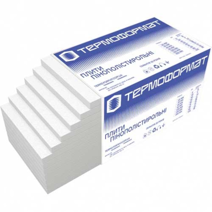 Пінопласт ТЕРМОФОРМАТ EPS 80  100мм 1*0,5м  15 кг/м3