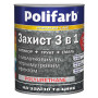 Грунт-эмаль Polifarb Защита 3 в 1 молотковая (2,2 кг/антрацит)